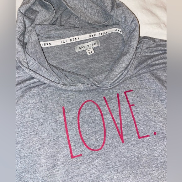 💛 🎉HP🎉 Rae Dunn Love Gray Tie Lightweight Hoodie S - Picture 4 of 6
